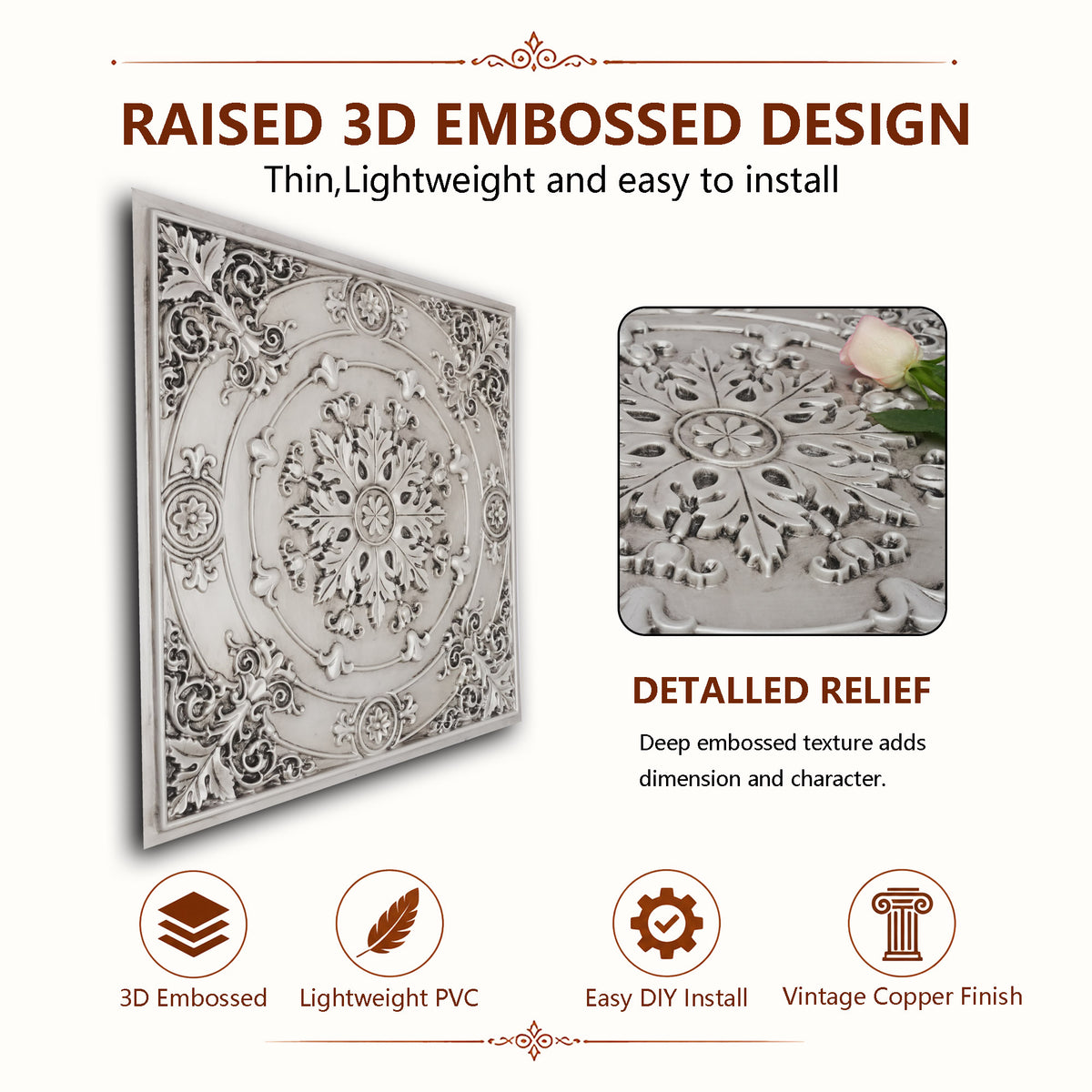 PAINTSDECOR PL18 Aged white PVC ceiling tile product detail