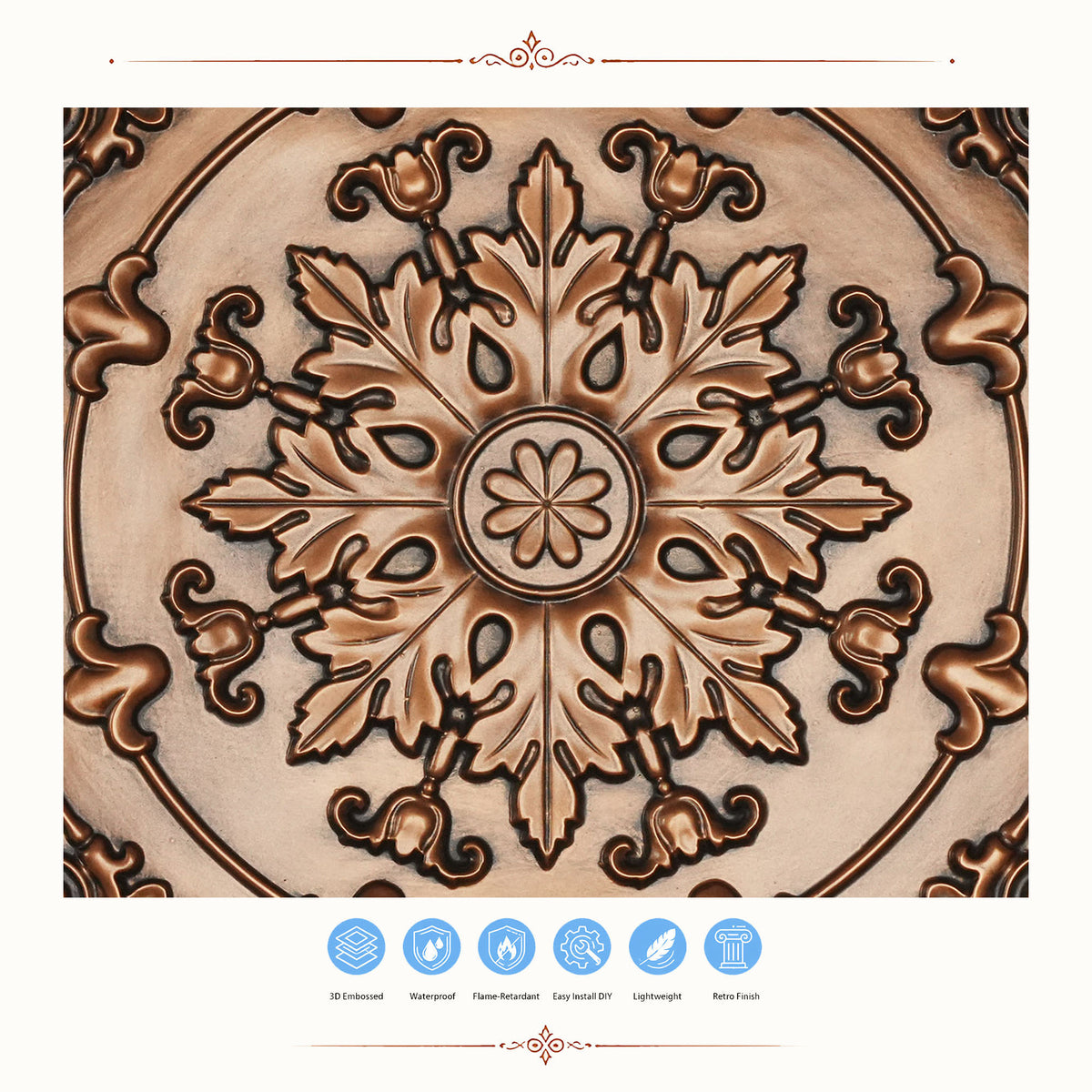 PAINTSDECOR PL18 Aged copper PVC ceiling tile product detail