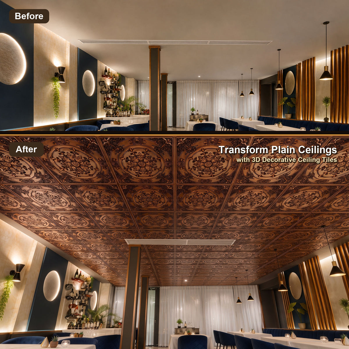 PAINTSDECOR PL18 Aged copper PVC ceiling tile product detail
