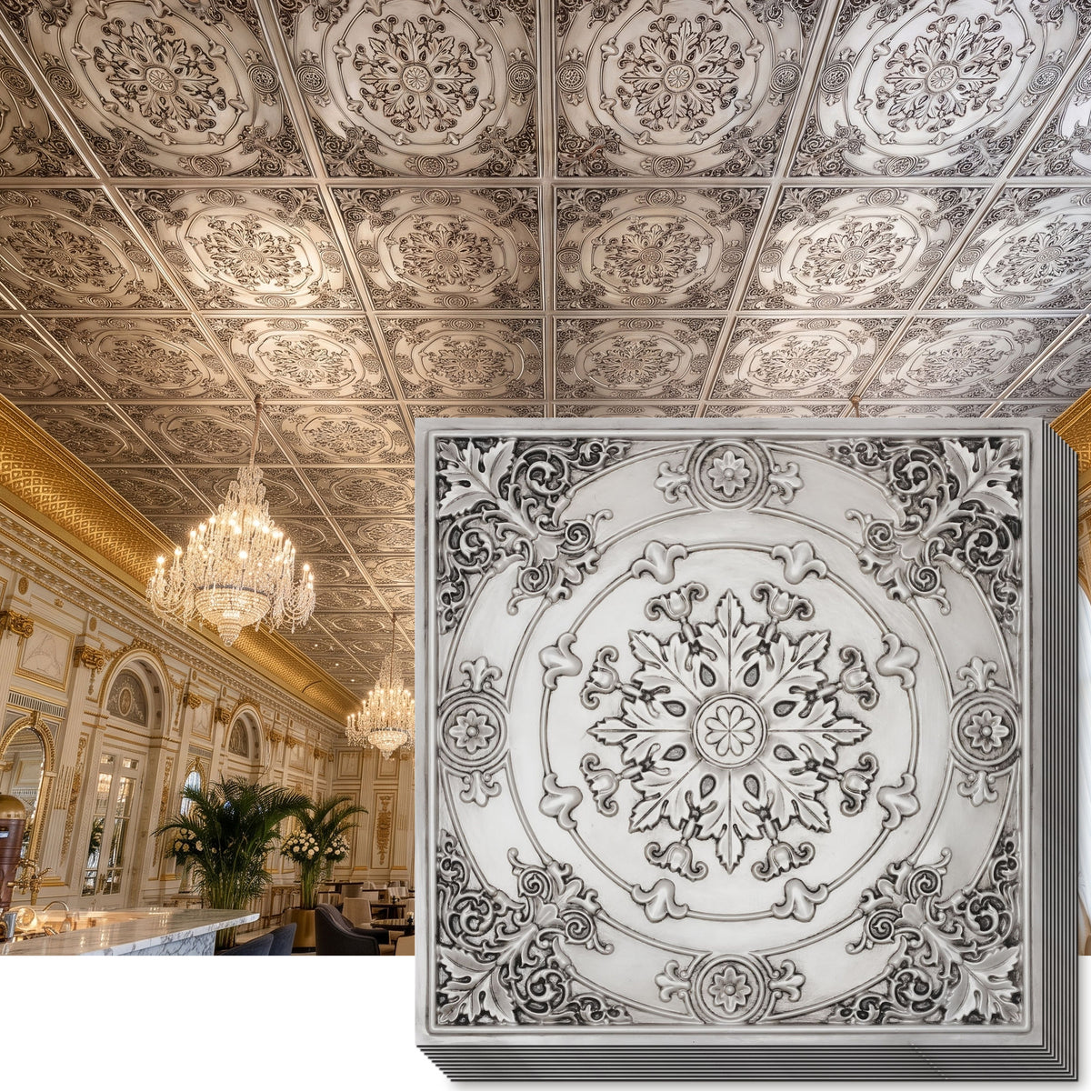 PAINTSDECOR PL18 Aged white PVC ceiling tile product detail