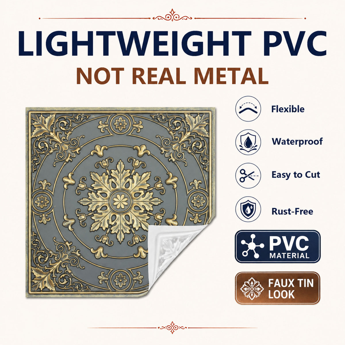 PAINTSDECOR PL18 Ancient gold PVC ceiling tile product detail