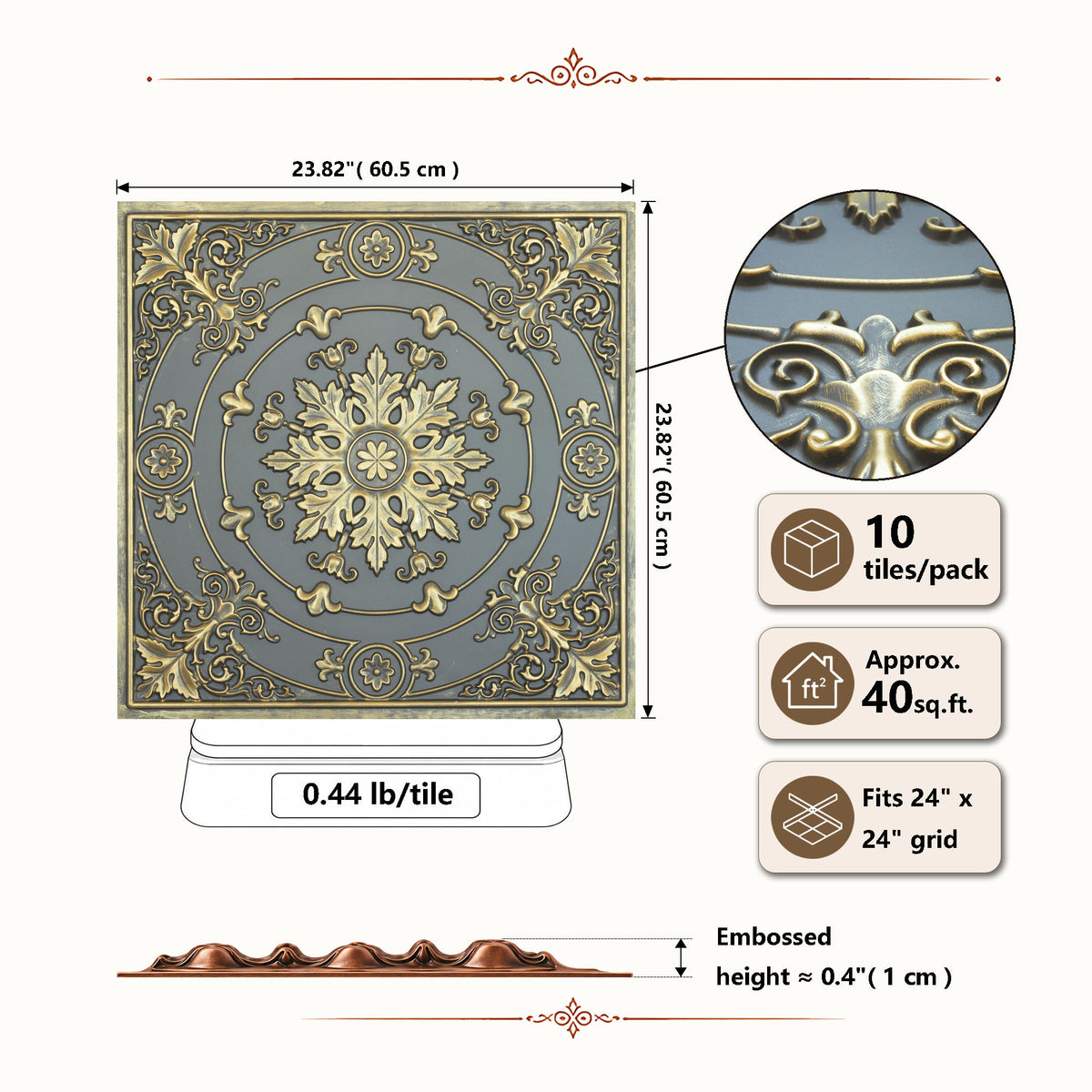 PAINTSDECOR PL18 Ancient gold PVC ceiling tile product detail
