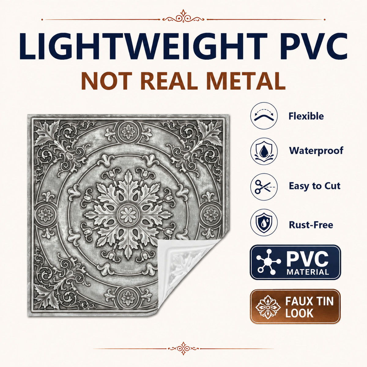 PAINTSDECOR PL18 Antique tin PVC ceiling tile product detail