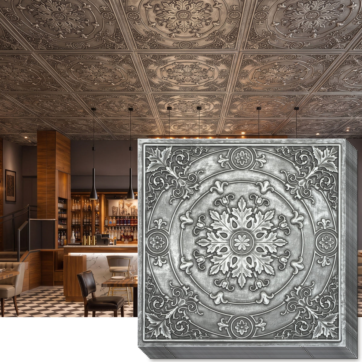 PAINTSDECOR PL18 Antique tin PVC ceiling tile product detail