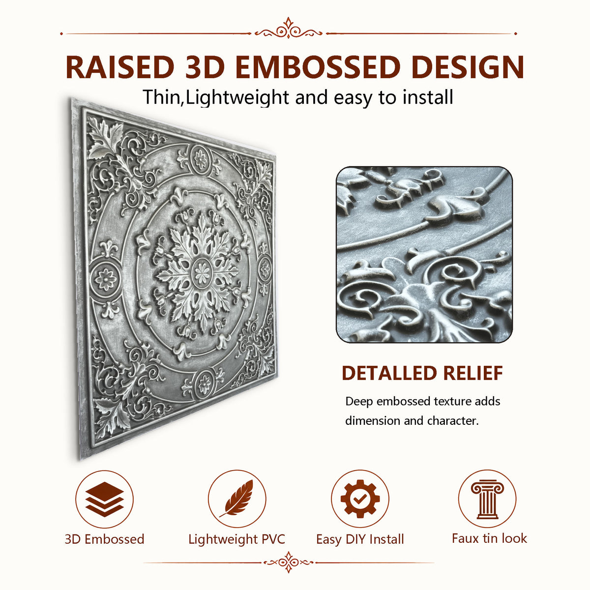 PAINTSDECOR PL18 Antique tin PVC ceiling tile product detail