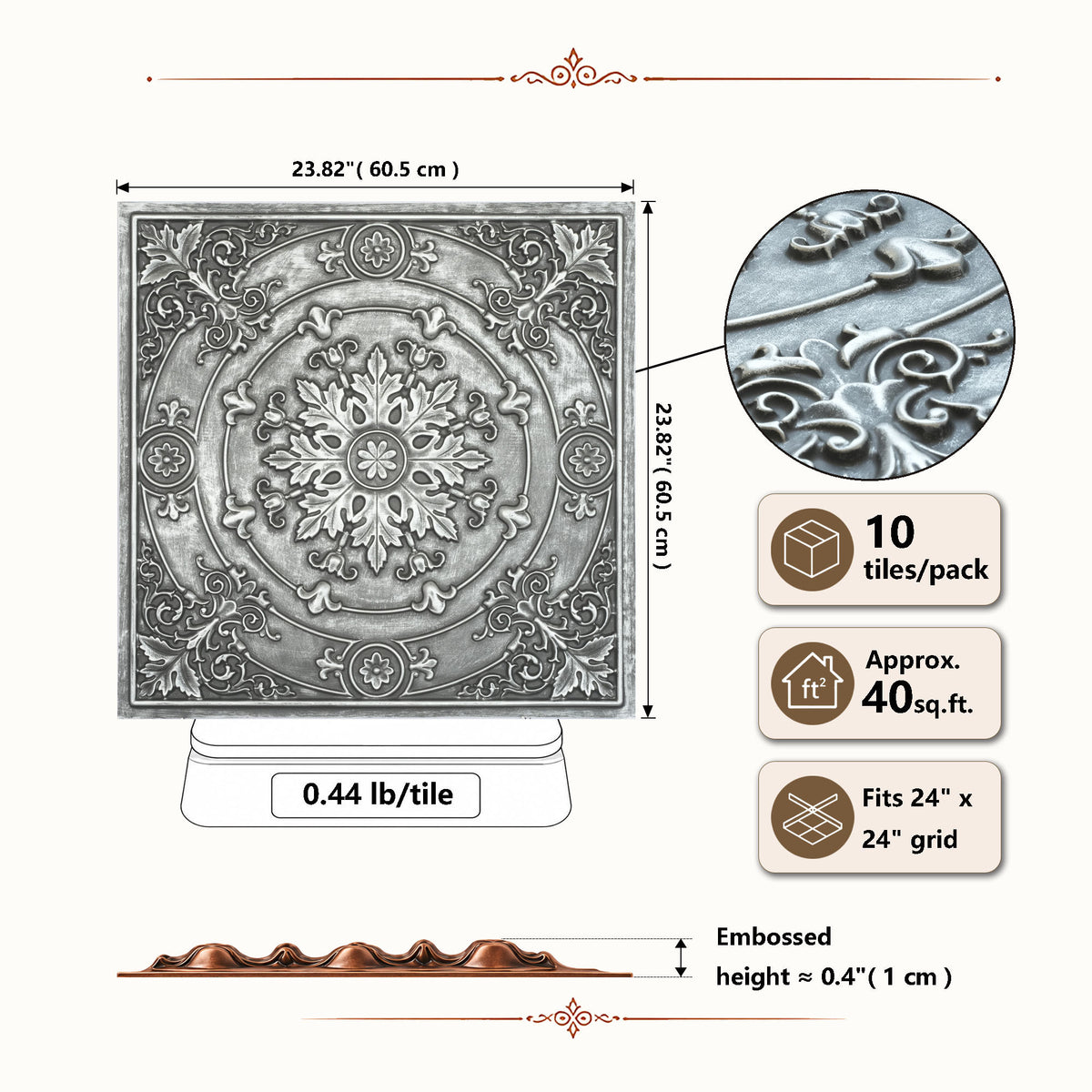 PAINTSDECOR PL18 Antique tin PVC ceiling tile product detail