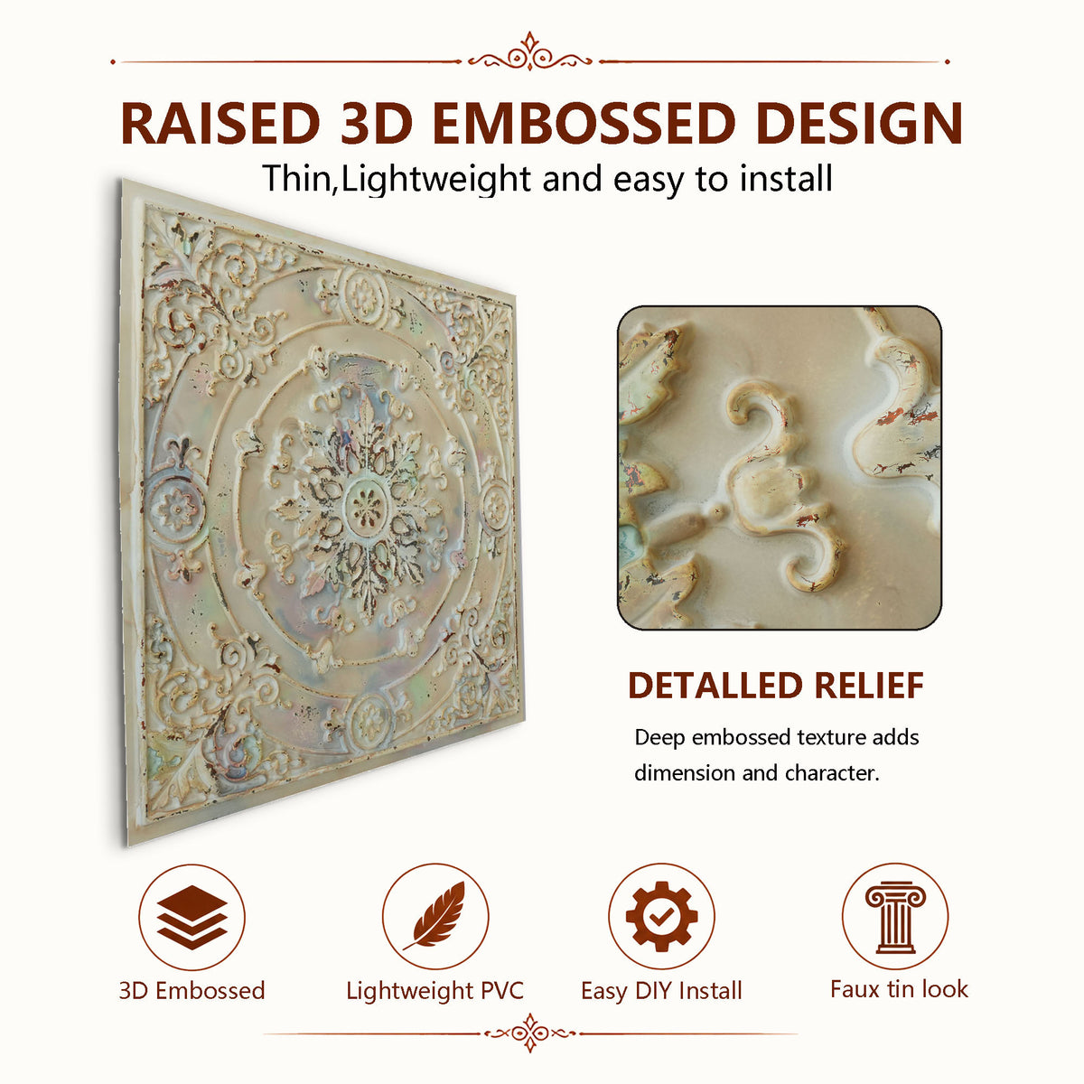 PAINTSDECOR PL18 Distress crack multicolor white PVC ceiling tile product detail