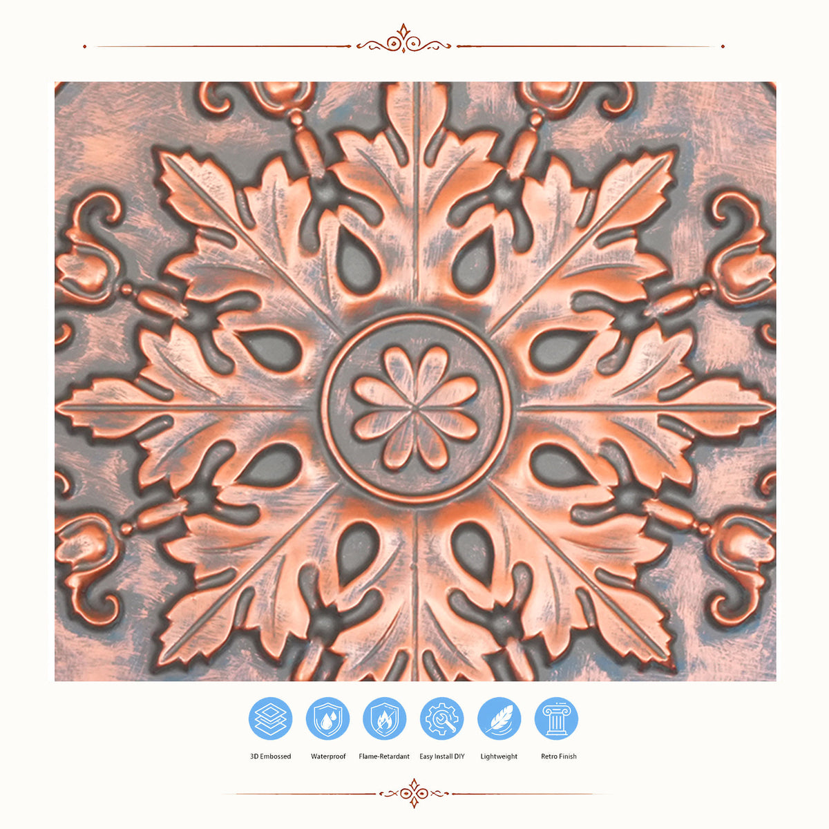 PAINTSDECOR PL18 Rustic copper PVC ceiling tile product detail