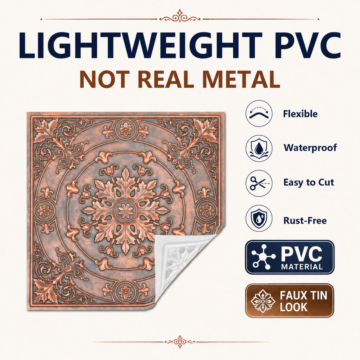 PAINTSDECOR PL18 Rustic copper PVC ceiling tile product detail
