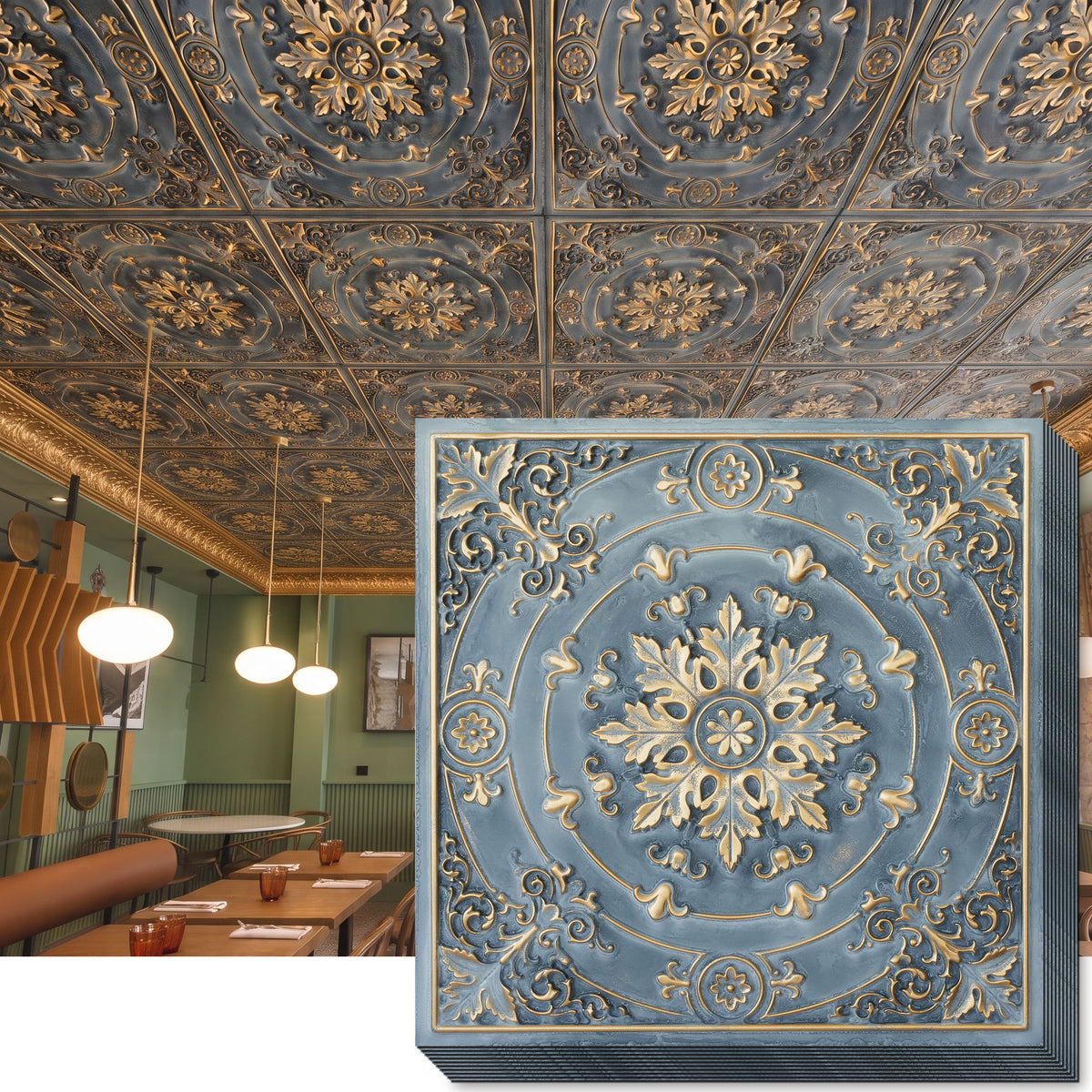 PAINTSDECOR PL18 Smoked gold PVC ceiling tile product detail