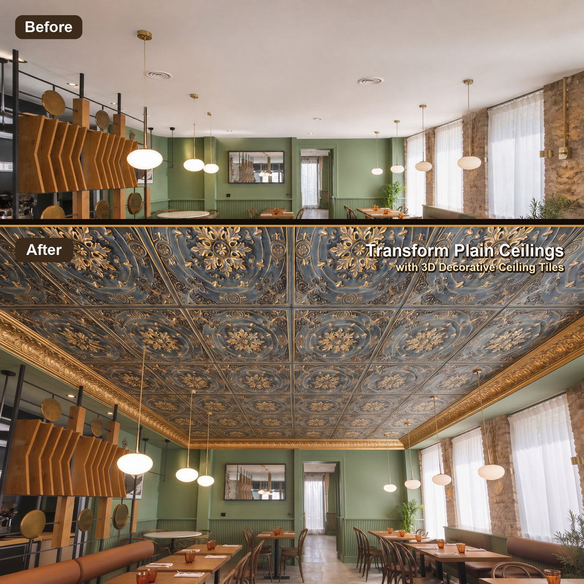 PAINTSDECOR PL18 Smoked gold PVC ceiling tile product detail
