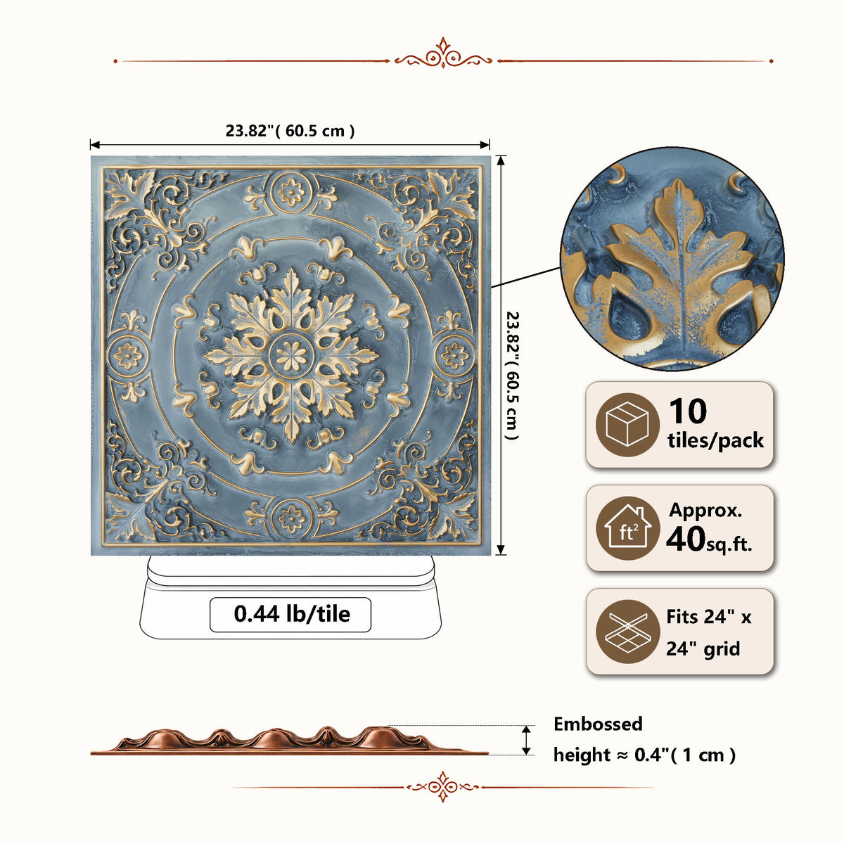 PAINTSDECOR PL18 Smoked gold PVC ceiling tile product detail