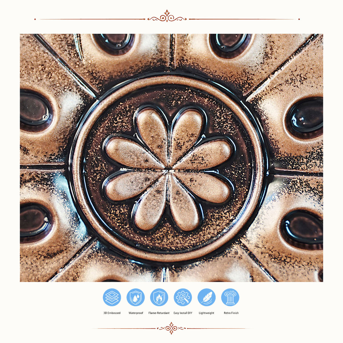 PAINTSDECOR PL18 Traditional copper PVC ceiling tile product detail