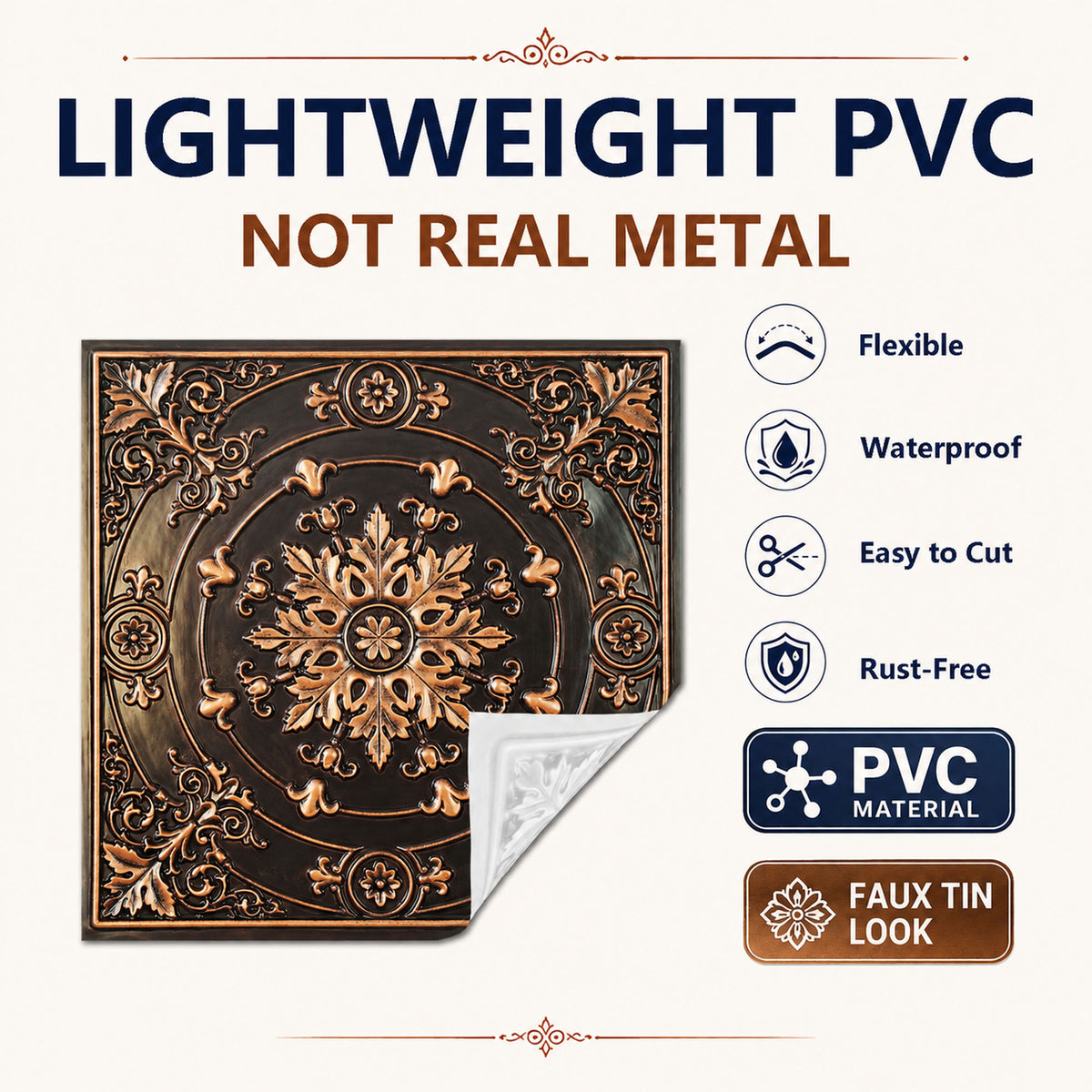 PAINTSDECOR PL18 Traditional copper PVC ceiling tile product detail