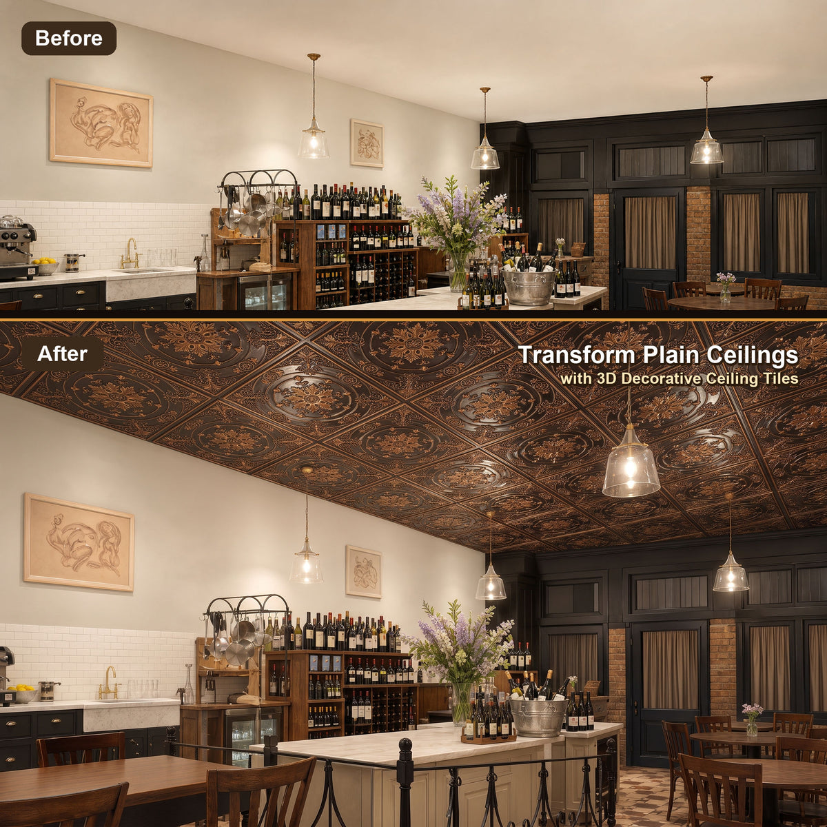 PAINTSDECOR PL18 Traditional copper PVC ceiling tile product detail