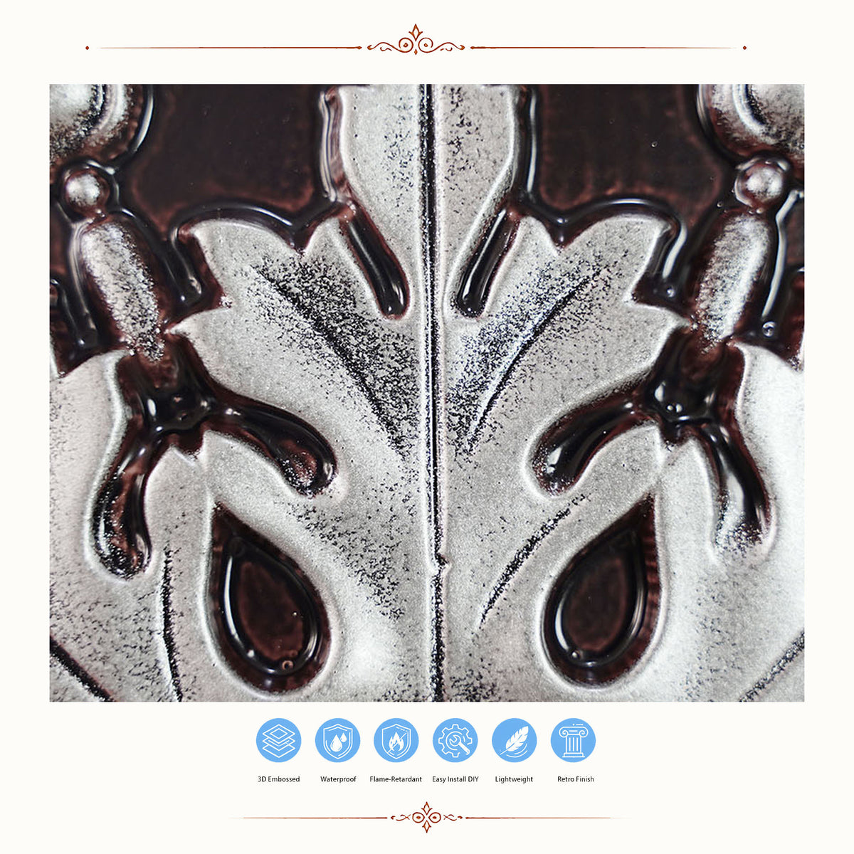 PAINTSDECOR PL18 Traditional silver PVC ceiling tile product detail