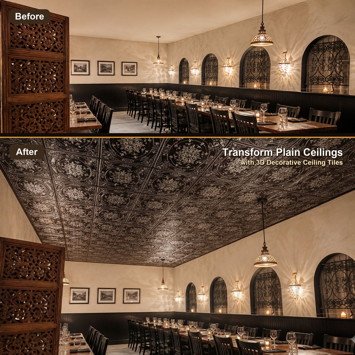 PAINTSDECOR PL18 Traditional silver PVC ceiling tile product detail