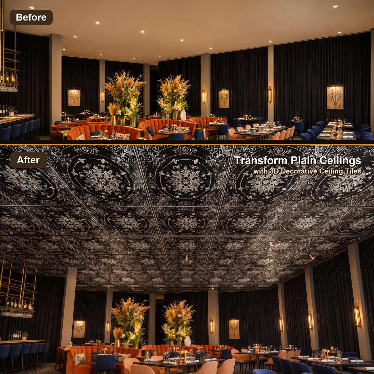 PAINTSDECOR PL18 Traditional silver PVC ceiling tile product detail