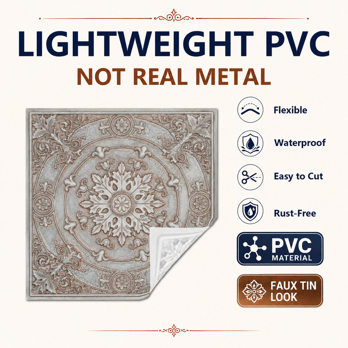 PAINTSDECOR PL18 Weathered Iron PVC ceiling tile product detail