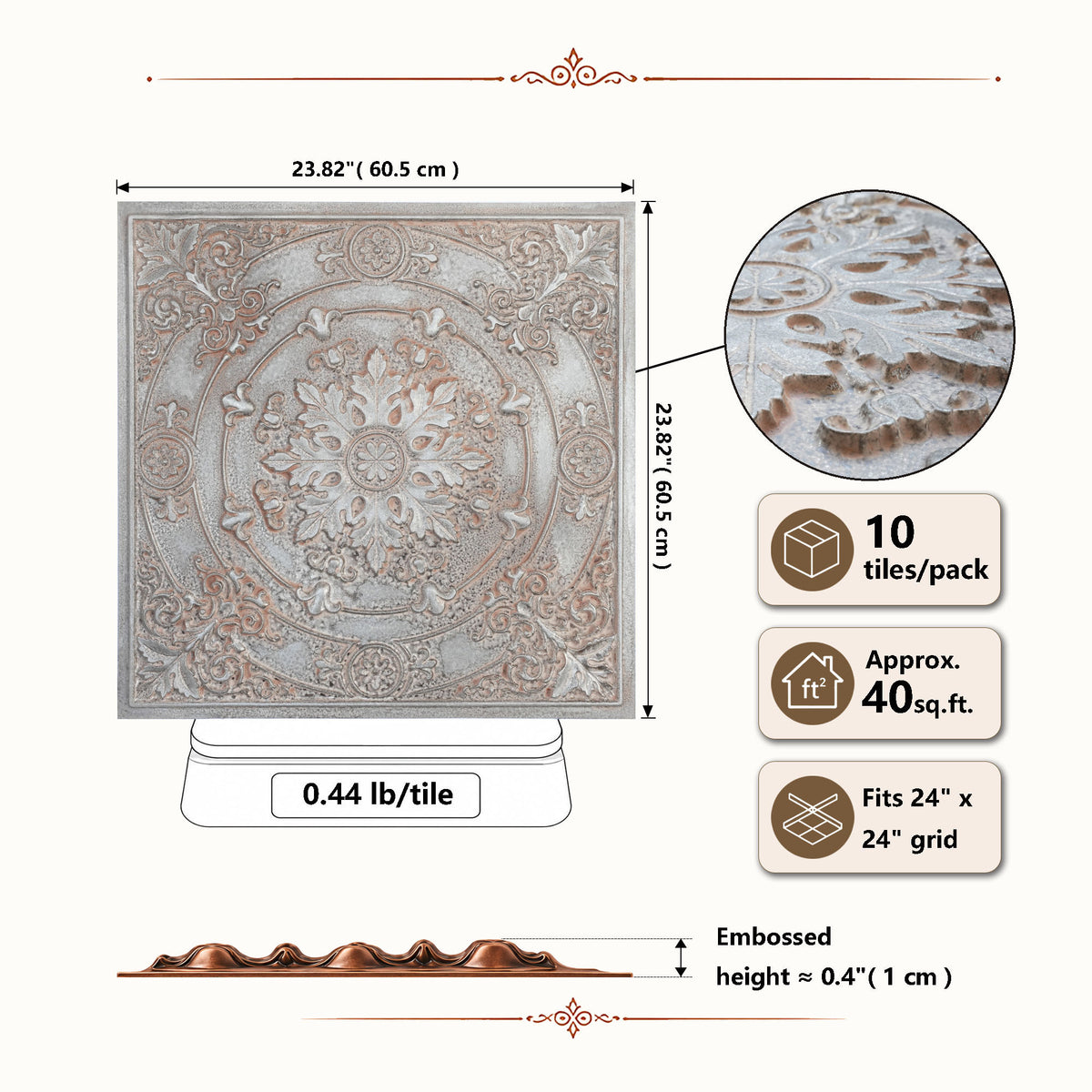 PAINTSDECOR PL18 Weathered Iron PVC ceiling tile product detail