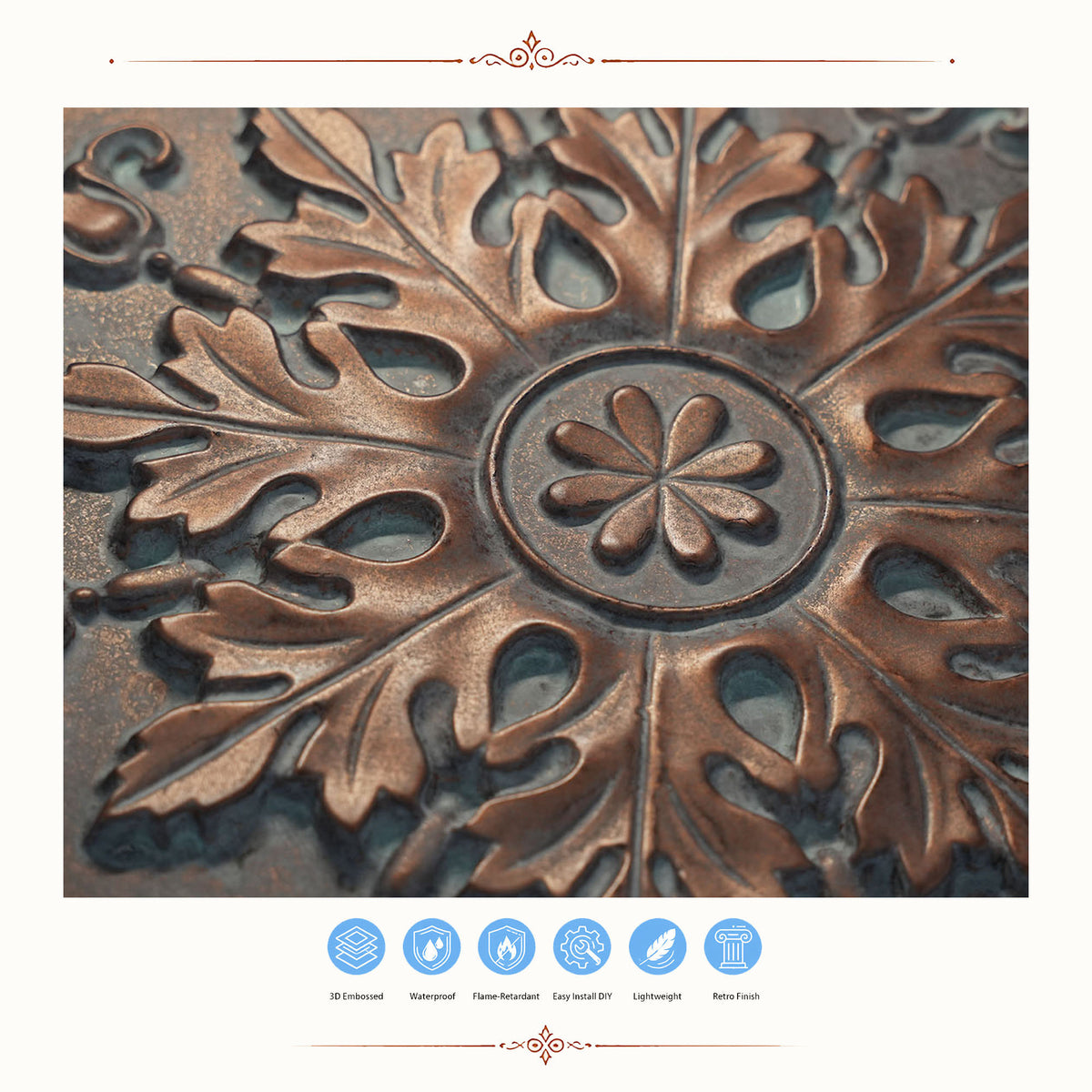 PAINTSDECOR PL18 Weathered copper PVC ceiling tile product detail