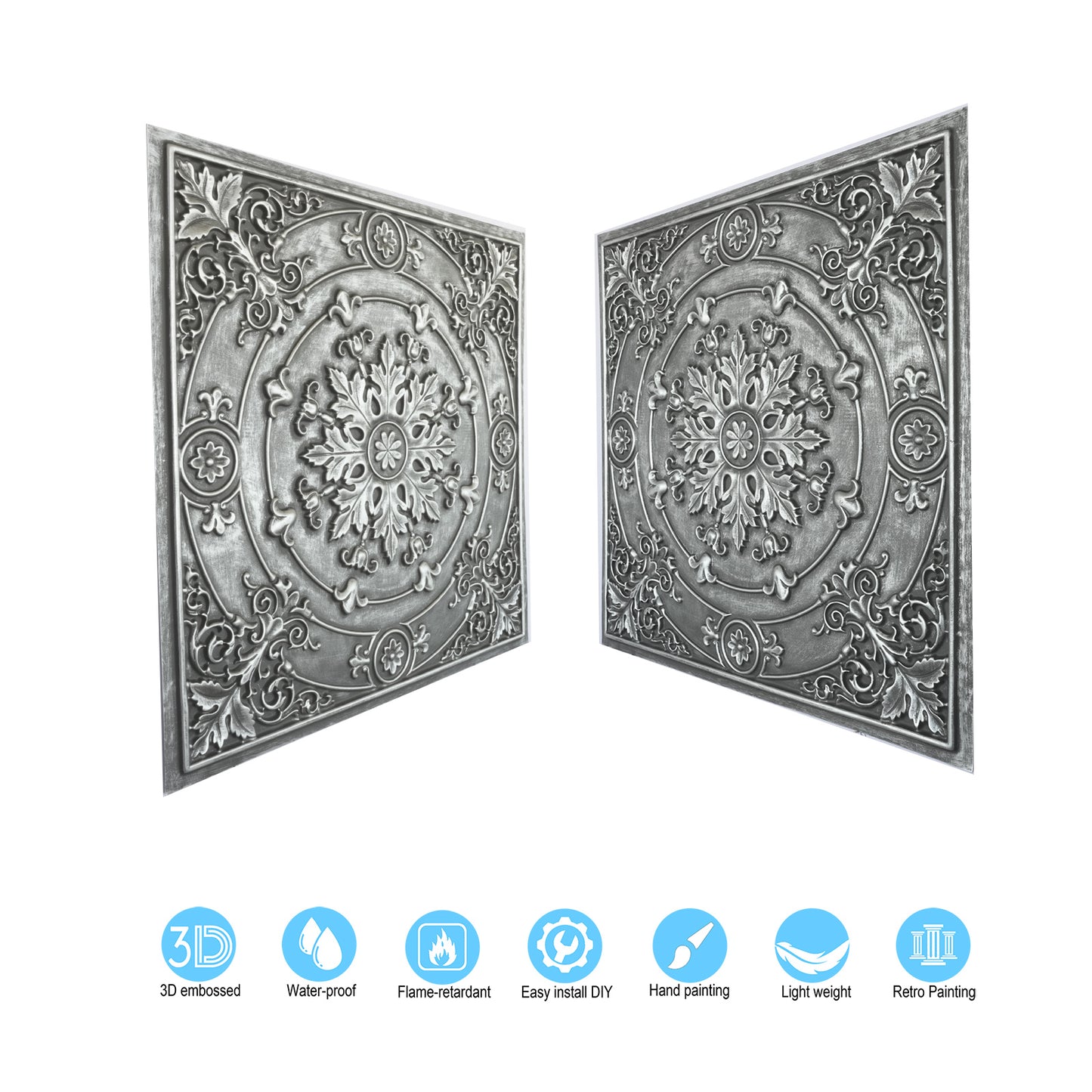 10tiles/lot Faux Tin Ceiling Panels for High-End Restaurants, Coffee Bars and Luxury Apartments PL18