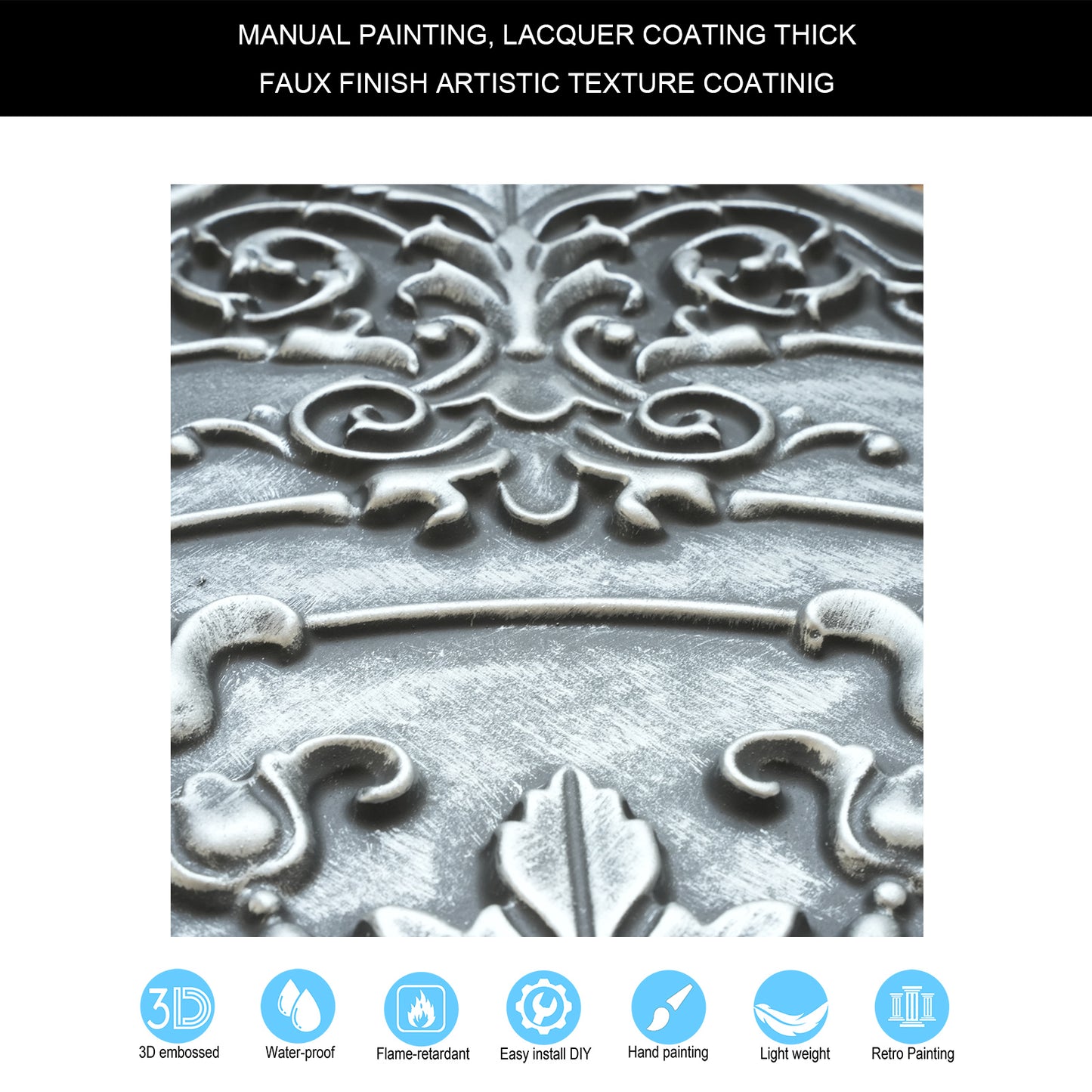 10tiles/lot Faux Tin Ceiling Panels for High-End Restaurants, Coffee Bars and Luxury Apartments PL18