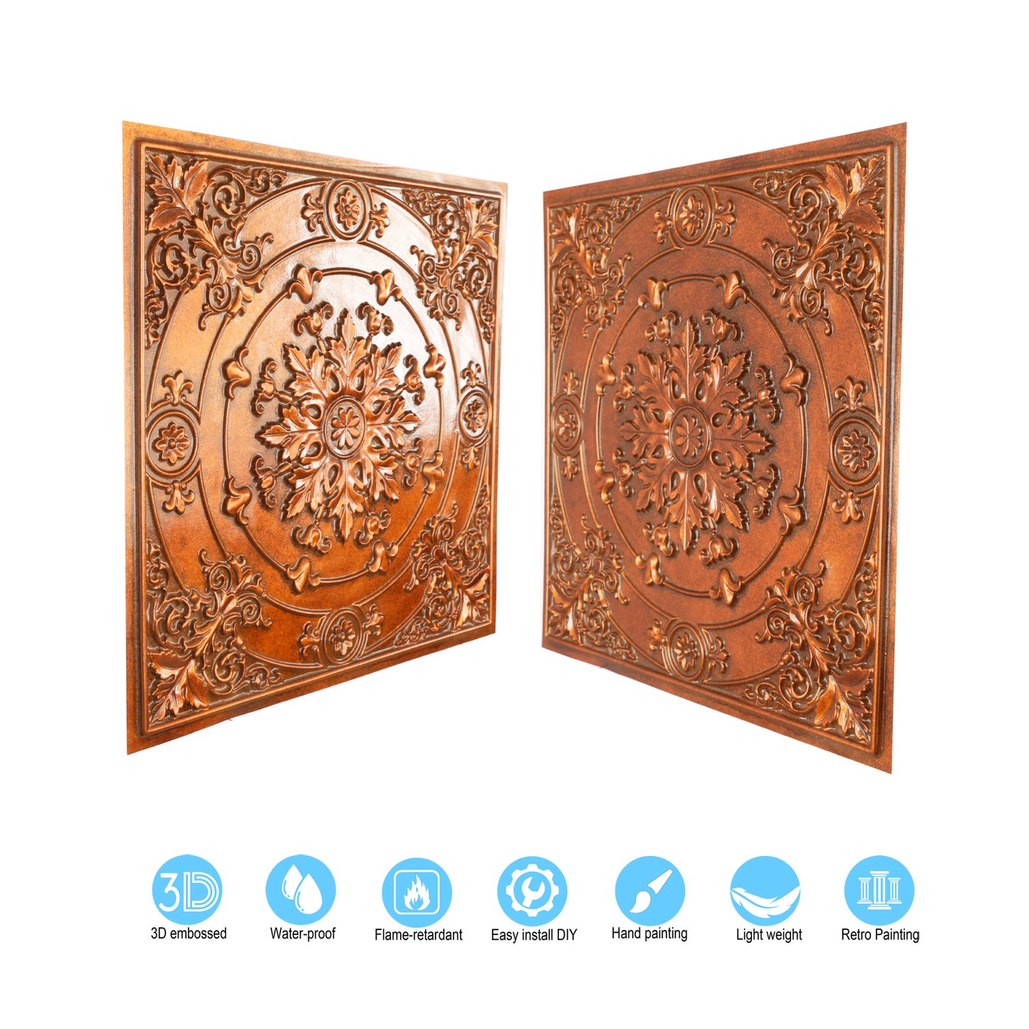 10tiles/lot Faux Tin Ceiling Panels for High-End Restaurants, Coffee Bars and Luxury Apartments PL18