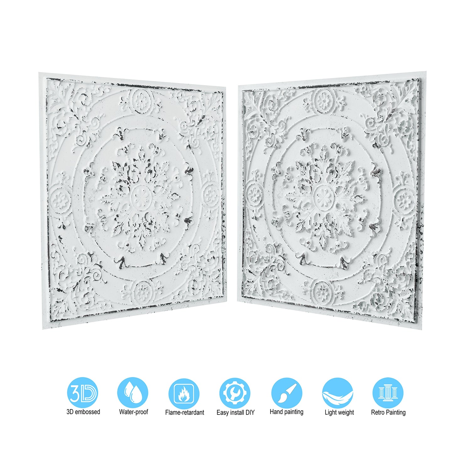 10tiles/lot Pressed Faux Tin Ceiling Tiles for Heritage Bars, Vintage Restaurants and Boutique Hotels PL18