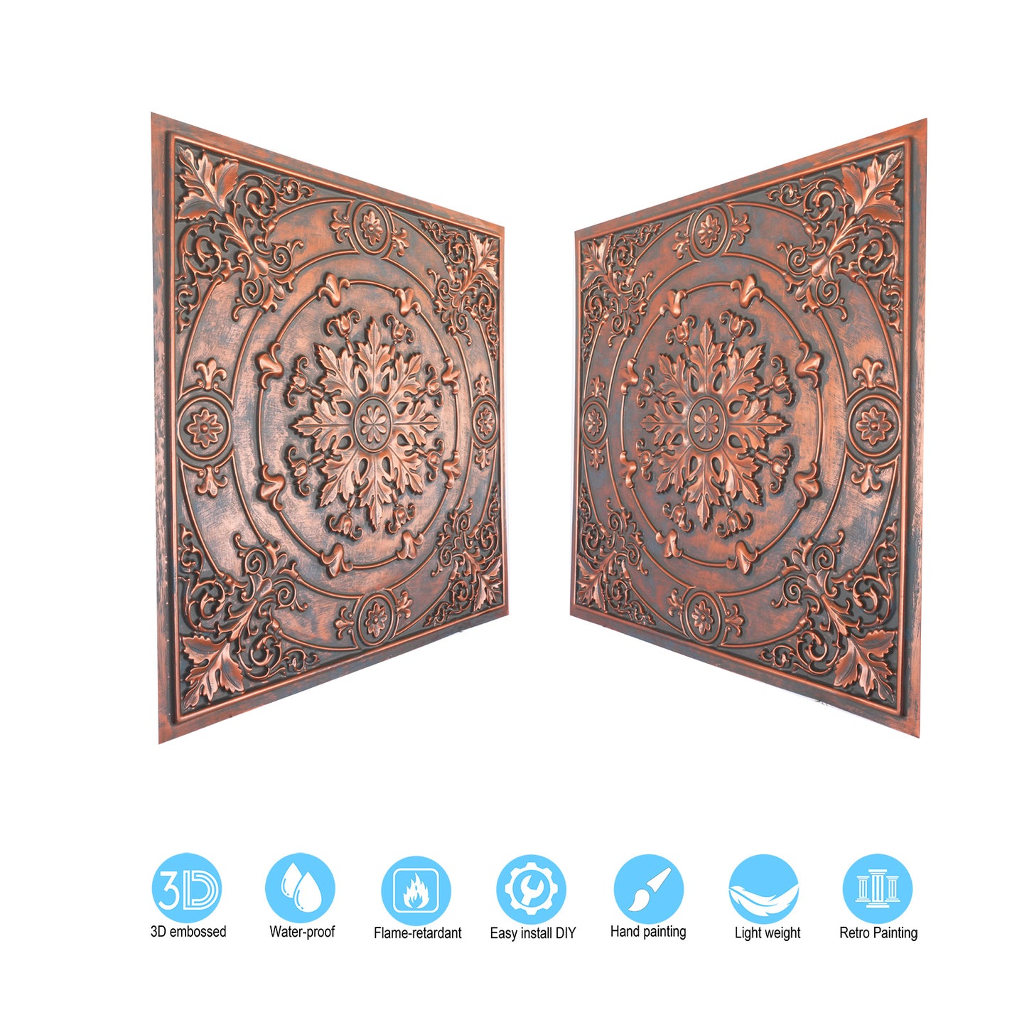 10tiles/lot Faux Tin Ceiling Panels for High-End Restaurants, Coffee Bars and Luxury Apartments PL18