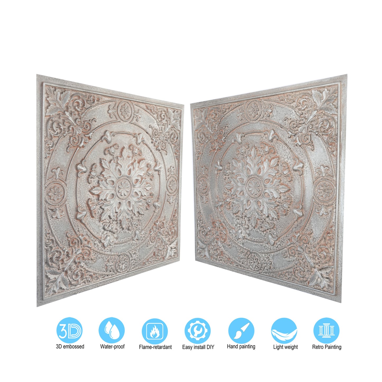 10tiles/lot Pressed Faux Tin Ceiling Tiles for Heritage Bars, Vintage Restaurants and Boutique Hotels PL18