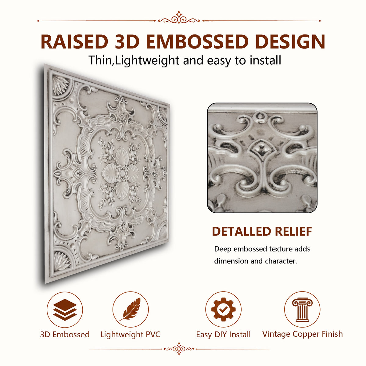 PAINTSDECOR PL19 Aged white PVC ceiling tile product detail