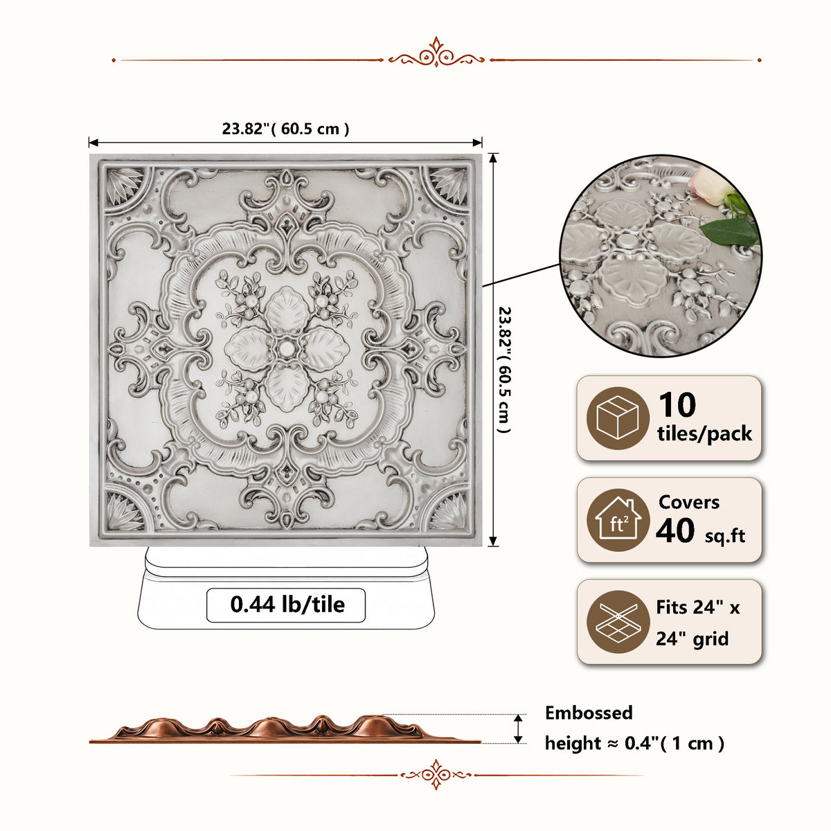PAINTSDECOR PL19 Aged white PVC ceiling tile product detail