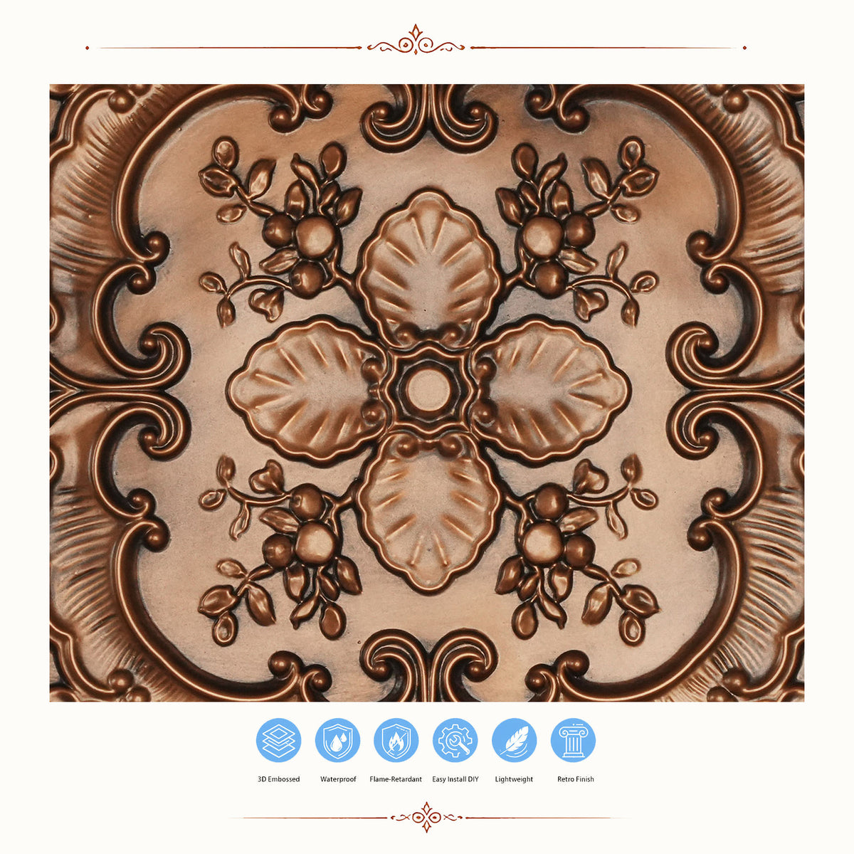 PAINTSDECOR PL19 Aged copper PVC ceiling tile product detail