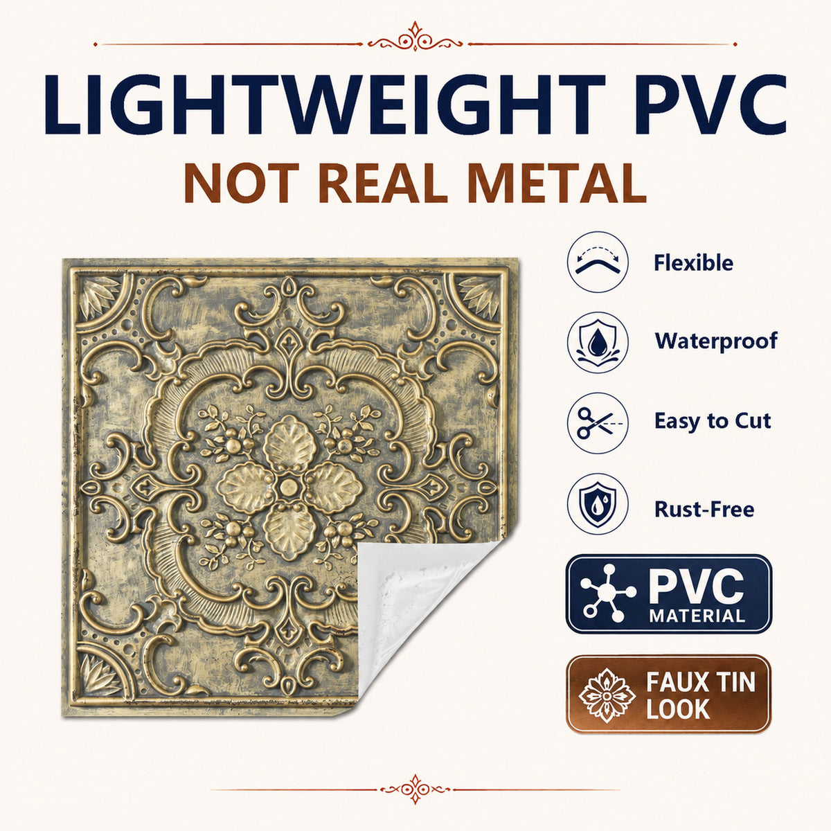 PAINTSDECOR PL19 Ancient gold PVC ceiling tile product detail