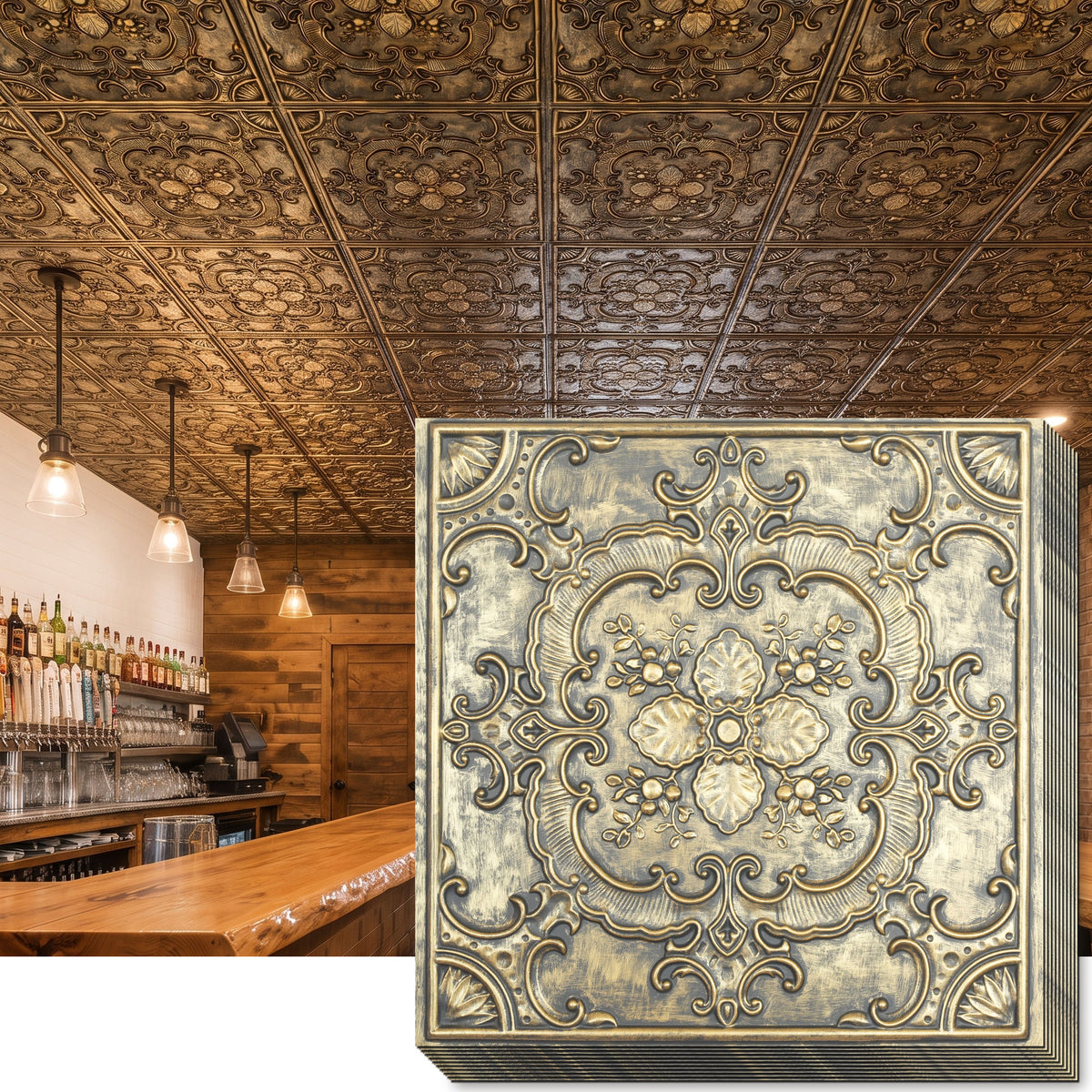 PAINTSDECOR PL19 Ancient gold PVC ceiling tile product detail