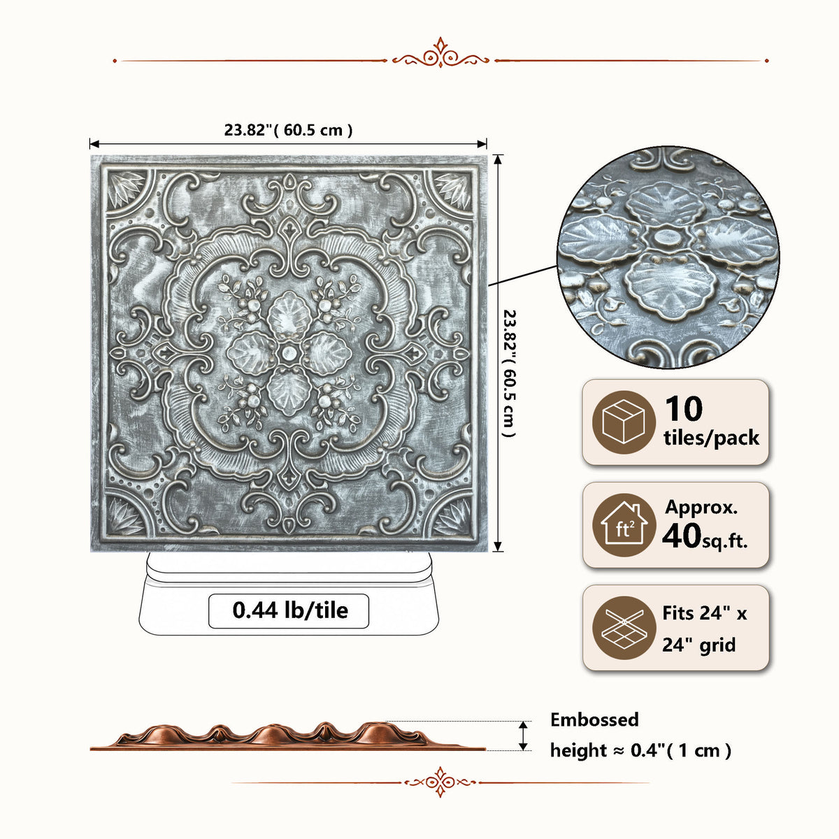 PAINTSDECOR PL19 Antique tin PVC ceiling tile product detail