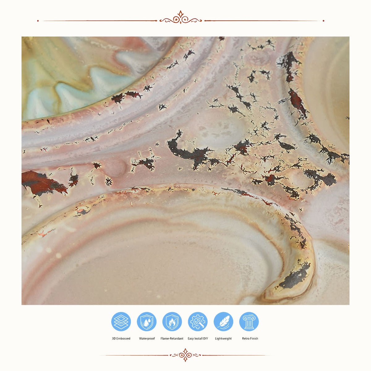 PAINTSDECOR PL19 Distress crack multicolor white PVC ceiling tile product detail