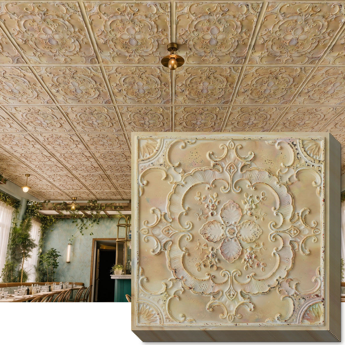 PAINTSDECOR PL19 Distress crack multicolor white PVC ceiling tile product detail