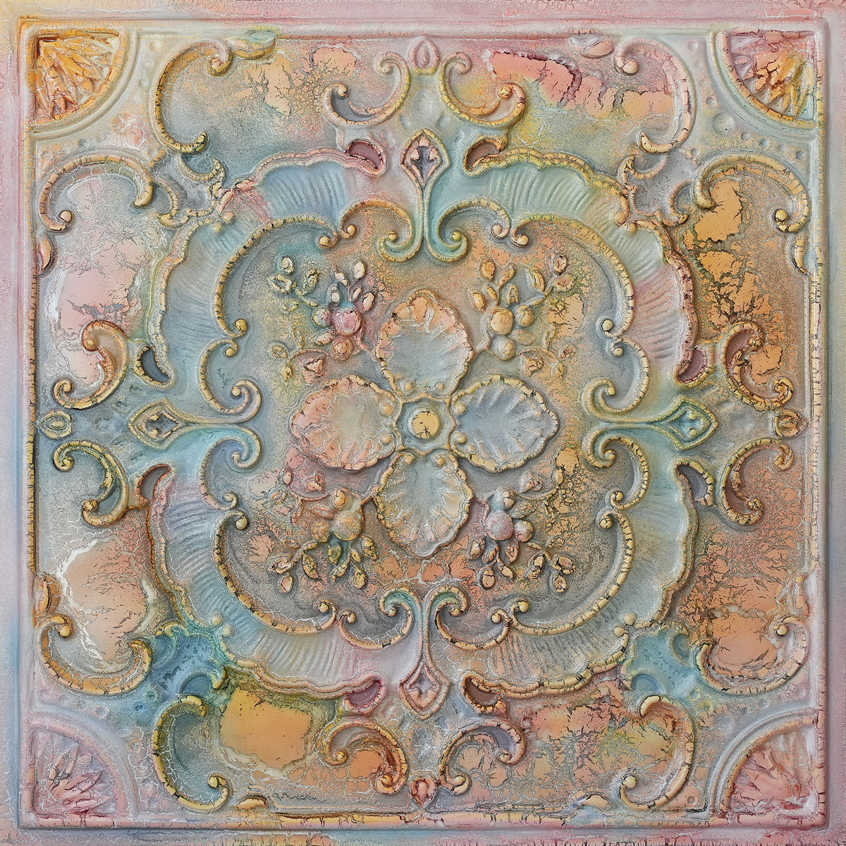 PAINTSDECOR PL19 Old World Fresco PVC ceiling tile product detail