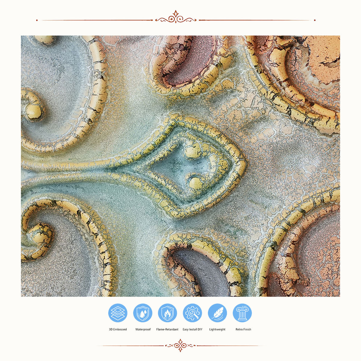 PAINTSDECOR PL19 Old World Fresco PVC ceiling tile product detail
