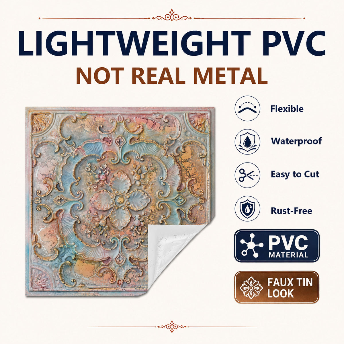 PAINTSDECOR PL19 Old World Fresco PVC ceiling tile product detail
