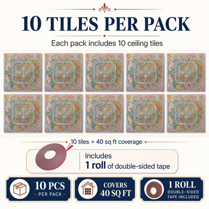 PAINTSDECOR PL19 Old World Fresco PVC ceiling tile product detail