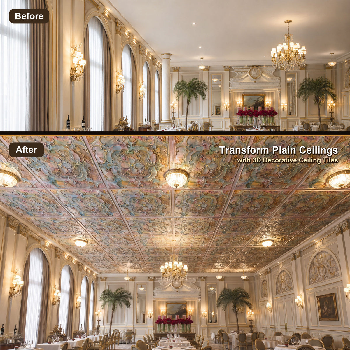 PAINTSDECOR PL19 Old World Fresco PVC ceiling tile product detail