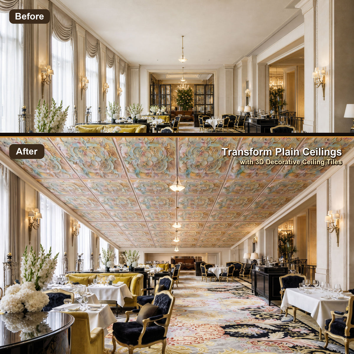 PAINTSDECOR PL19 Old World Fresco PVC ceiling tile product detail