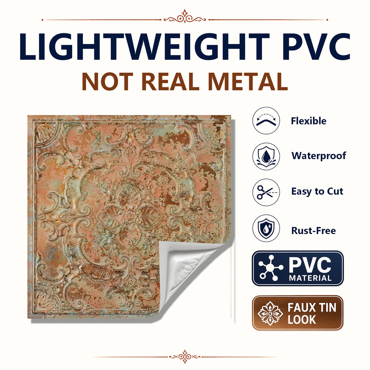 PAINTSDECOR PL19 Palazzo Clay PVC ceiling tile product detail