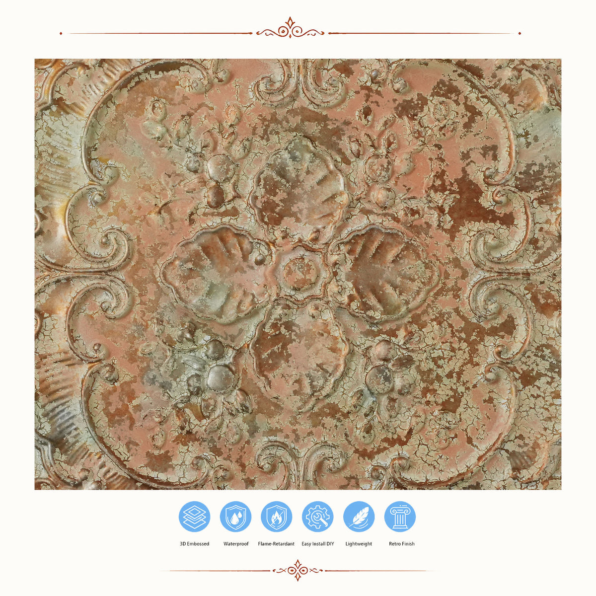 PAINTSDECOR PL19 Palazzo Clay PVC ceiling tile product detail