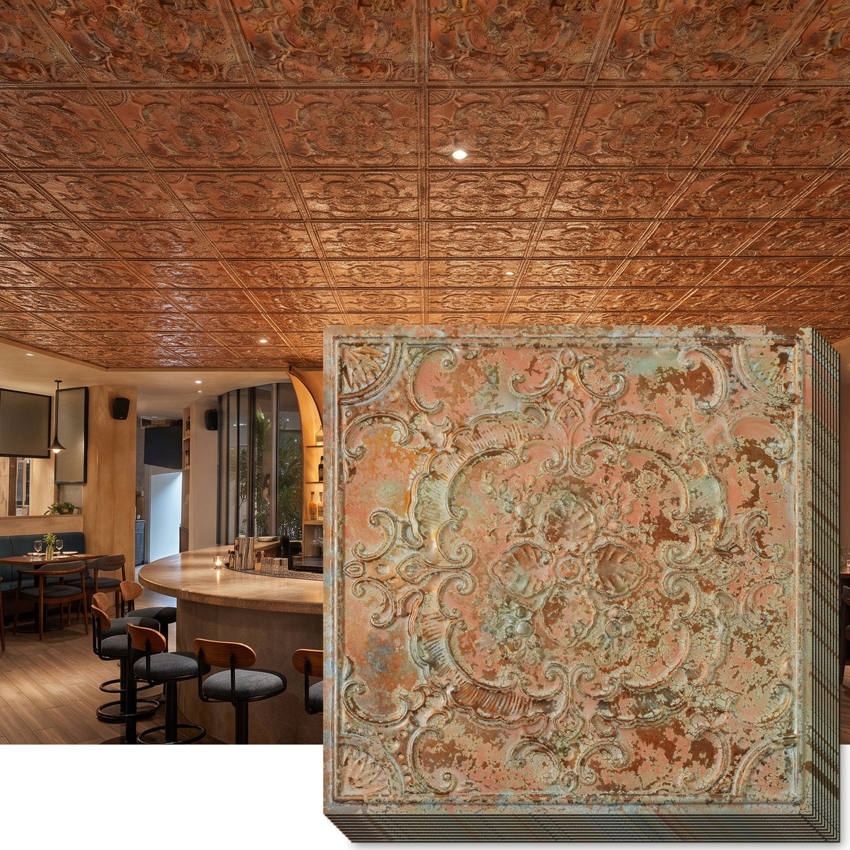 PAINTSDECOR PL19 Palazzo Clay PVC ceiling tile product detail