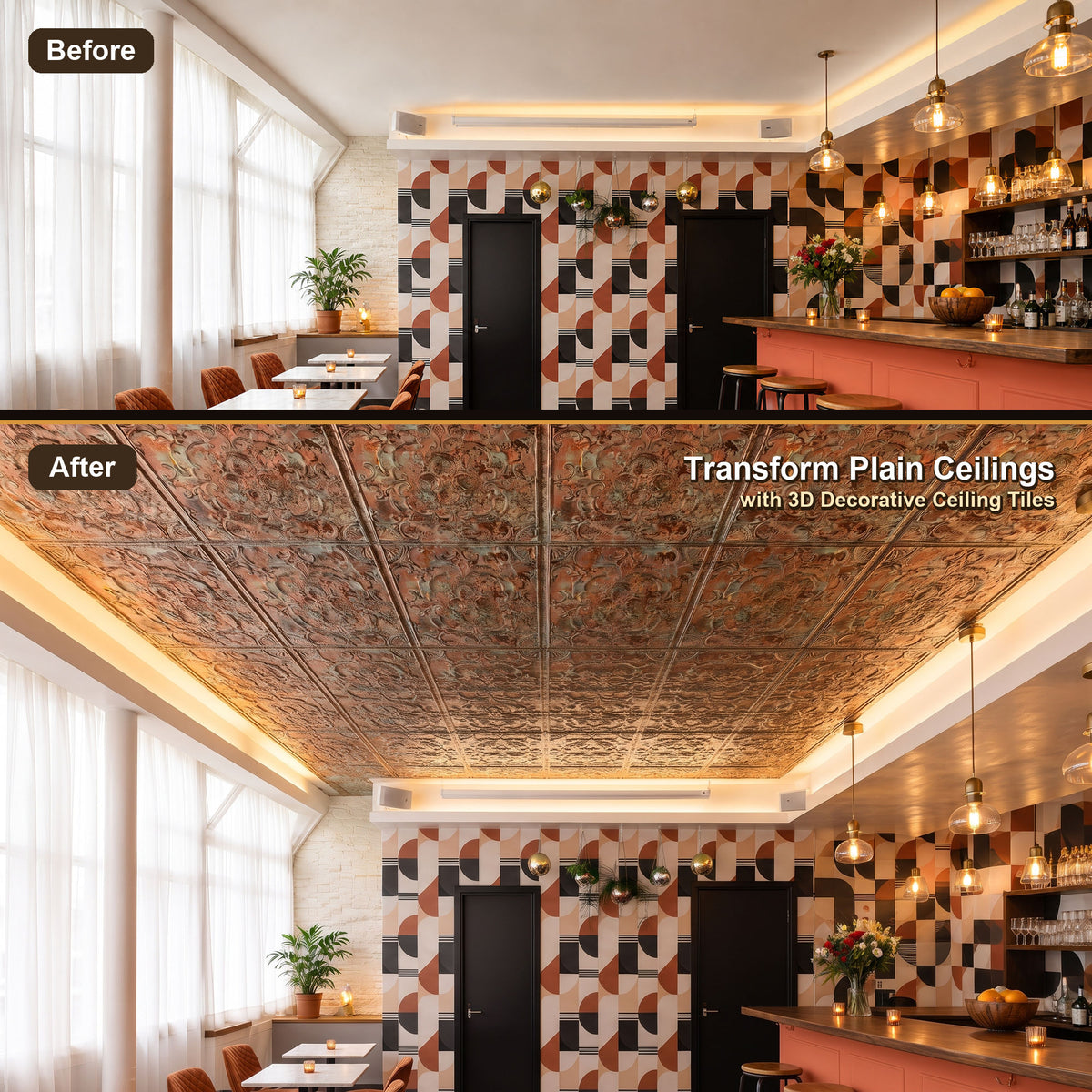 PAINTSDECOR PL19 Palazzo Clay PVC ceiling tile product detail