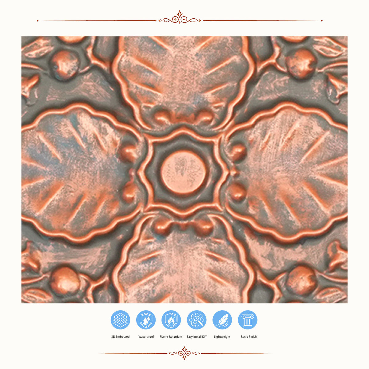 PAINTSDECOR PL19 Rustic copper PVC ceiling tile product detail